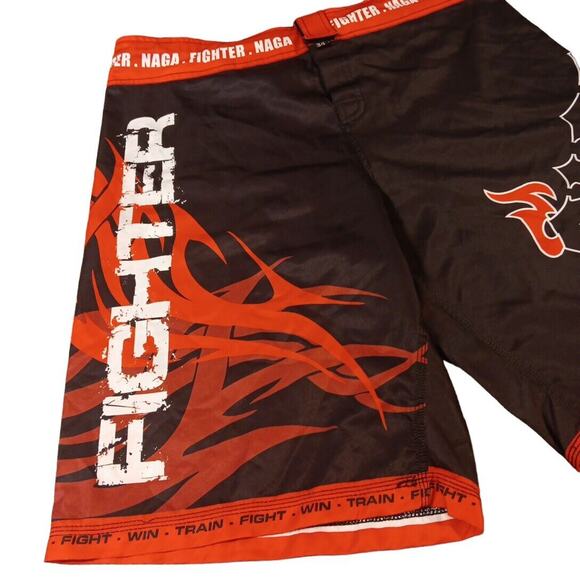 NAGA FIGHTER Board Shorts Men's Size 34 Black Red White Surf Swim Trunks READ - Picture 4 of 12